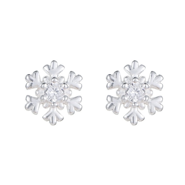 Cercei din argint 999 cu fulgi de zapada, 7x6mm