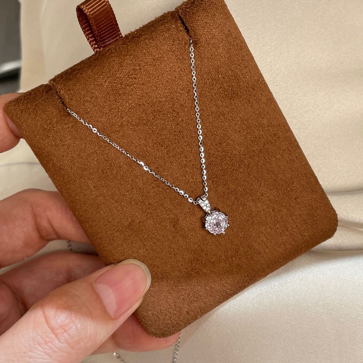 Колие Tichy S925 Стерлингово сребро Millennium Rose с блестящи диаманти и циркони, розово, 45 см