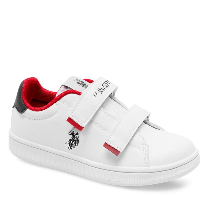 Tenisi copii, U.S. Polo Assn., adidasi, piele ecologica, alb
