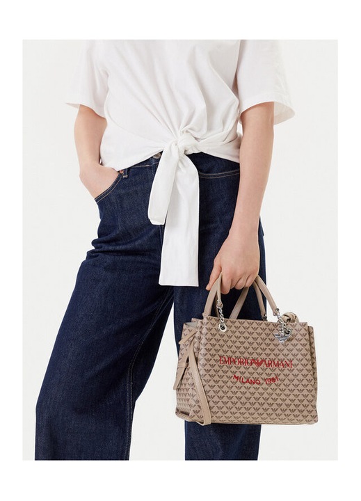 Geanta dama, Emporio Armani, piele ecologica, maro