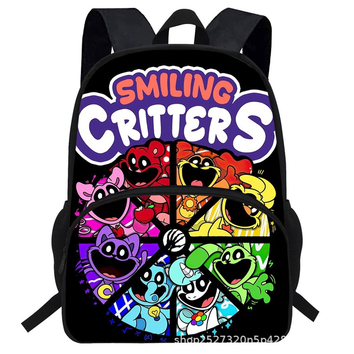 Általános iskolás hátizsák, rajzfilmfigura dizájn, mosolygós kis lények05