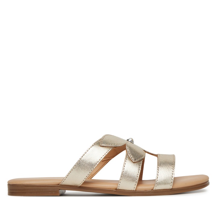 Papuci dama, Lasocki, piele naturala, auriu, slip-on