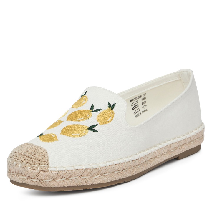 Női mokaszin, DeeZee, espadrille fehér, szövet, 38 EU