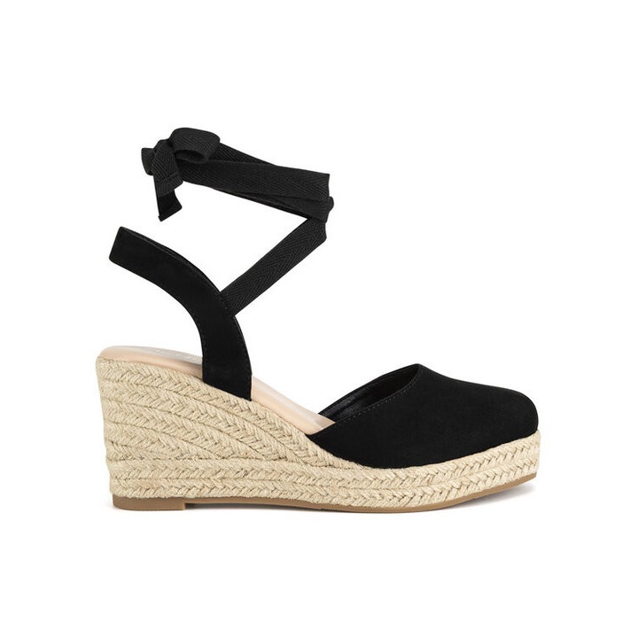 Női espadrilles, JENNY, fekete espadrilles, szövet, 39 EU