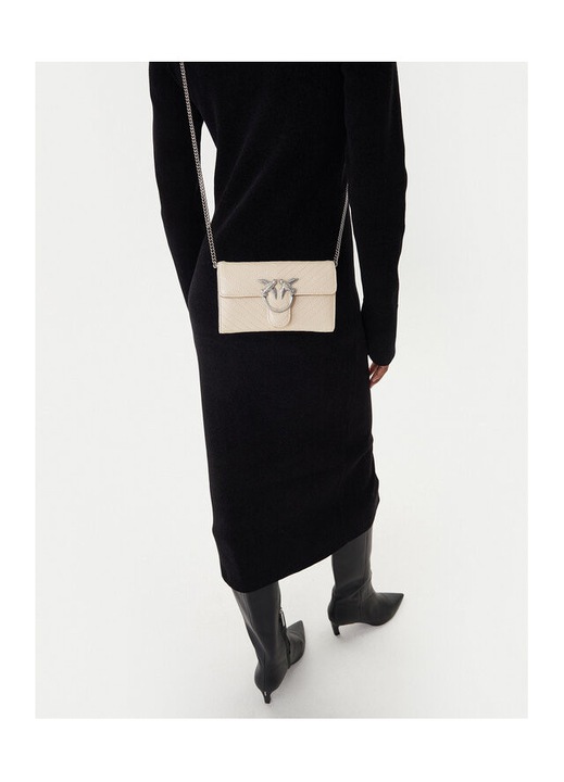 Дамска чанта Pinko Bianco Seta Z14E, розова, от естествена кожа