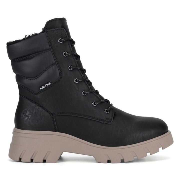 Ghete dama, Rieker, cizme scurte, negru, textil, 37 EU