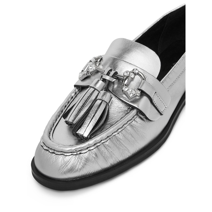 Дамски мокасини, Eva Minge, сребристи, естествена кожа