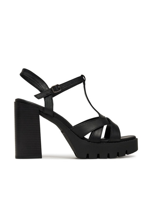 Női sarokszandál, G Star Raw, természetes bőr, fekete