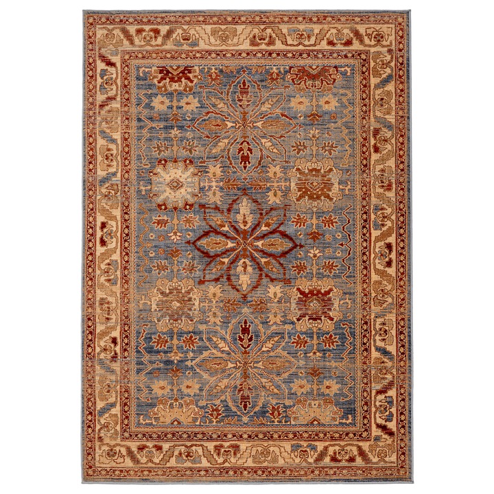 Covor din lana 100%, Carpeta, colectia Bella 1402-1-53554, Bej, design Traditional, dimensiuni 80 x 150