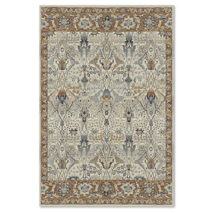 Covor din lana 100%, Carpeta, colectia Bella 1293-1-51655, Gri, design Clasic, dimensiuni 80 x 150