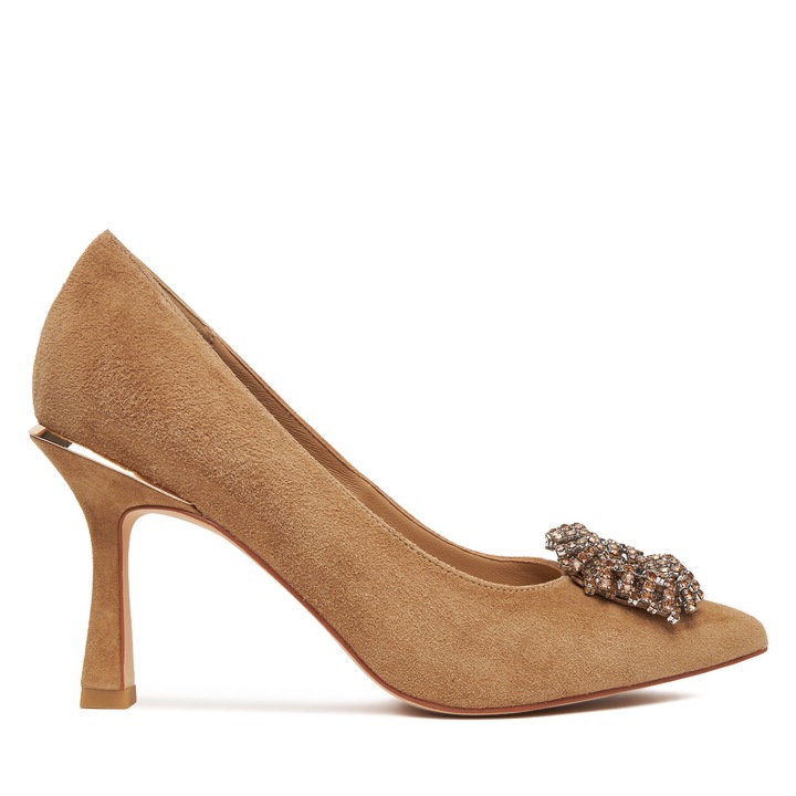 Pantofi dama, Alma En Pena, toc, suede, camel