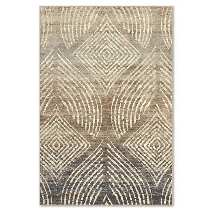 Covor sintetic Carpeta, colectia Matrix 1343-1-18425, Maro, design Abstract, dimensiuni 80 x 150