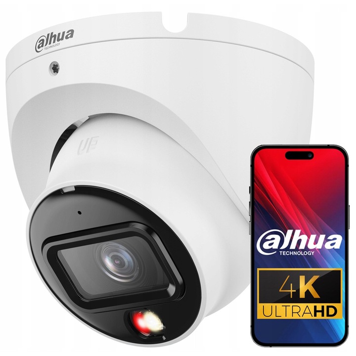 Камера IP Dahua 8MPx 4K PoE Външна Куполна Smart Dual Light