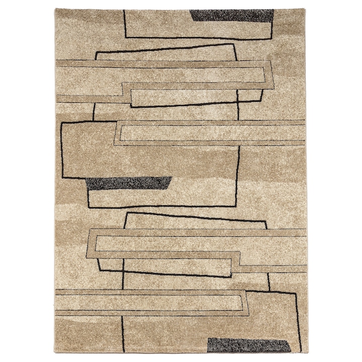 Covor sintetic Carpeta, colectia Soho 1334-1-18455, Gri, design Abstract, dimensiuni 120 x 170