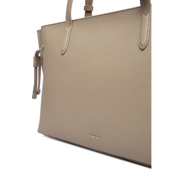 Дамска чанта Furla Ava M, градско сиво, лен, размери 30x40cm