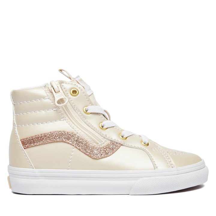 Pantofi copii, Vans, SK8-Hi Reissue, piele ecologica, culoare aurie