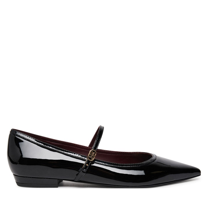 Balerini femei Tory Burch, Perfect Black 006, piele naturala, cu catarame duble, 37 EU