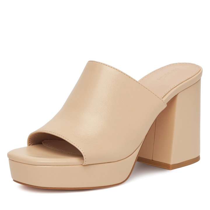 Papuci cu toc dama, DeeZee, bej