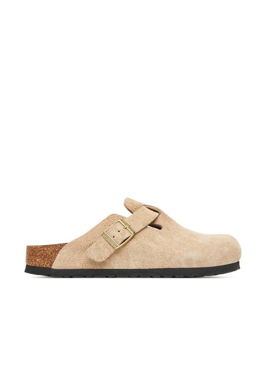 Saboti dama, Birkenstock, Sandcastle, piele naturala, model Boston, bej, 35 EU