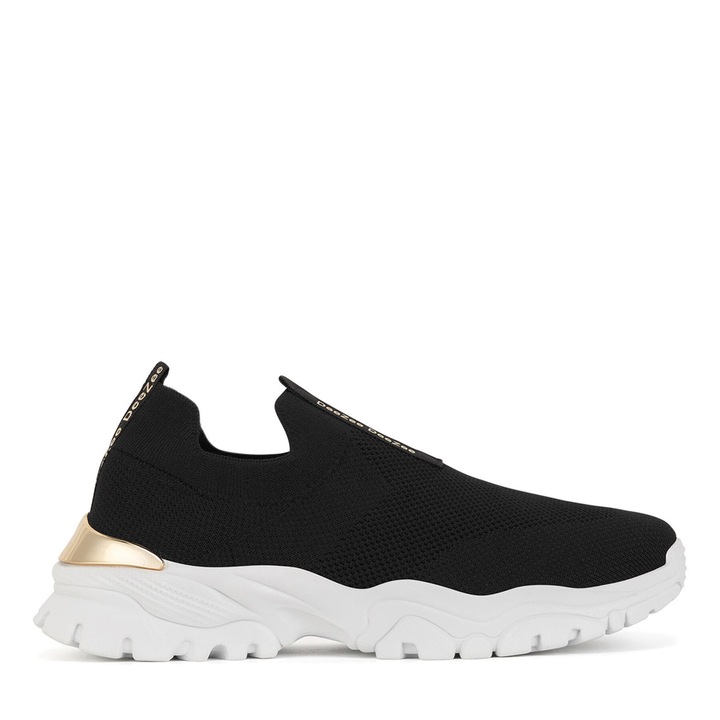 Pantofi copii, DeeZee, adidasi fete, negru, textil