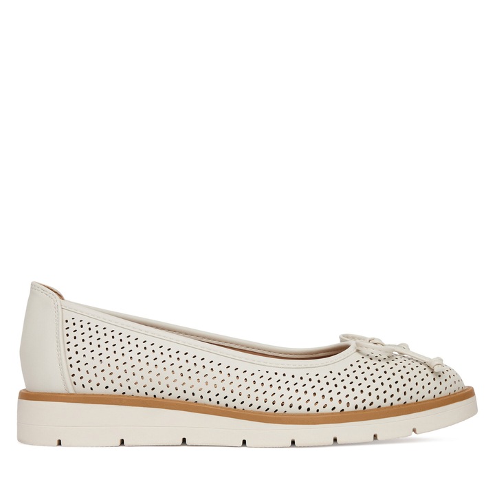 Balerini dama Clara Barson, piele ecologică, alb, Alb