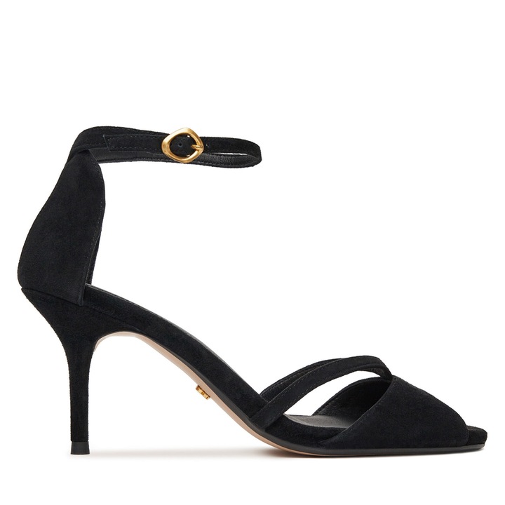 Női magassarkú szandál, Gino Rossi, természetes bőr, fekete