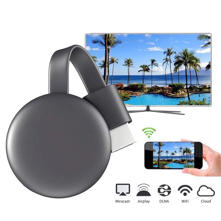 Dispozitiv de oglindire wireless pentru mobil, proiectie HDMI de inalta definitie, notificari G6