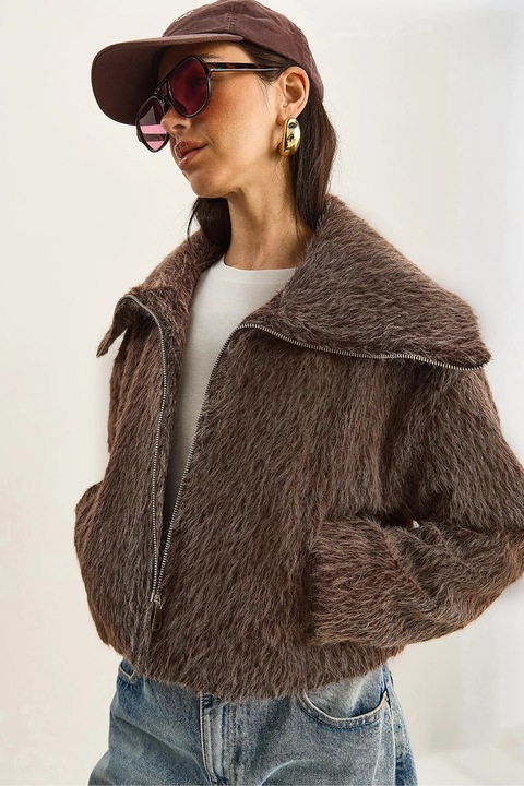 Jacheta bomber dama HiCCUP, textil, maro