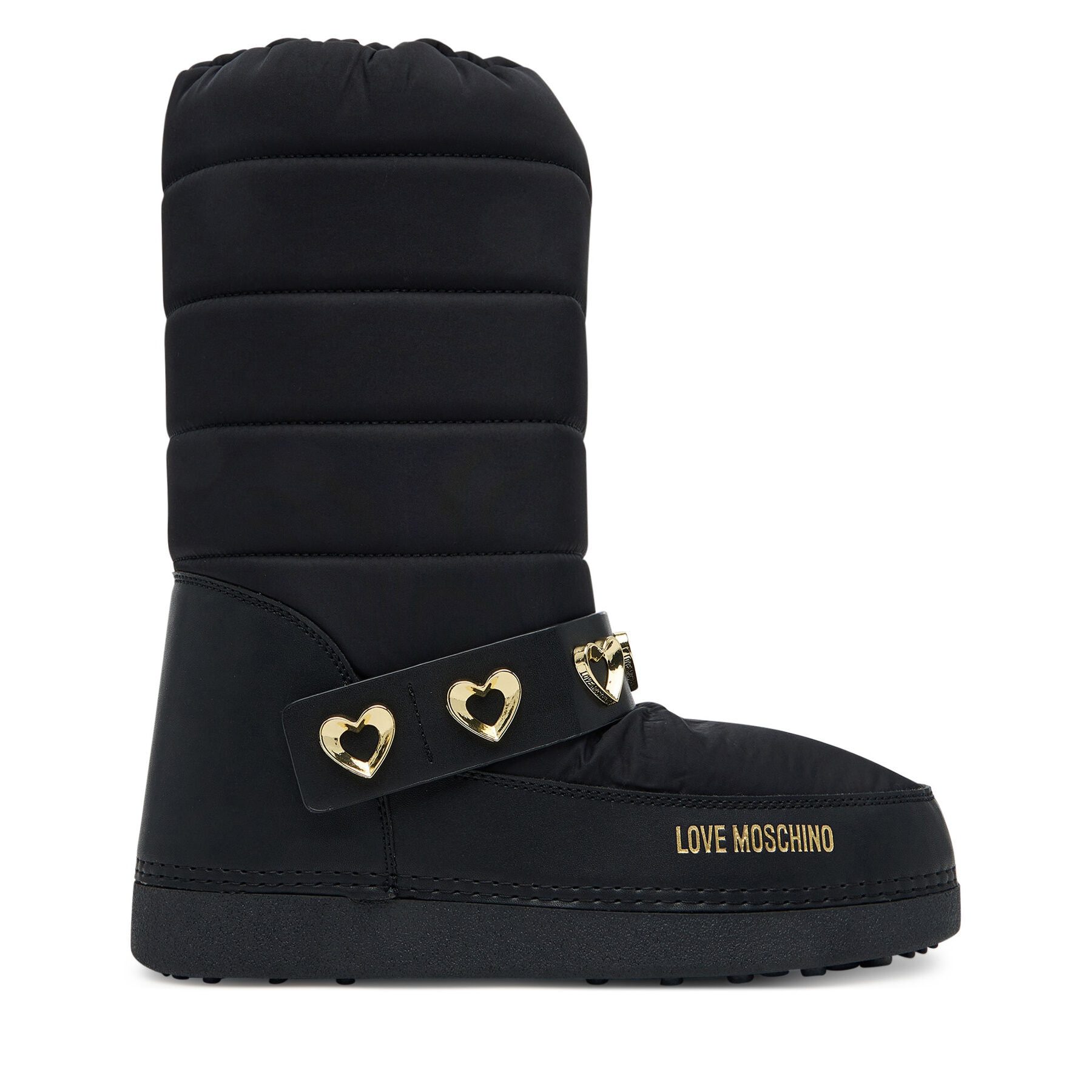 nozominnn♡ Love Moschino, Ghete de piele cu aplicatie metalica, Negru