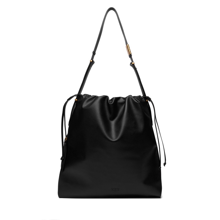 Pinko női táska, fekete, Z99Q Slouchy, természetes bőr, fekete szín, méretek 25x.