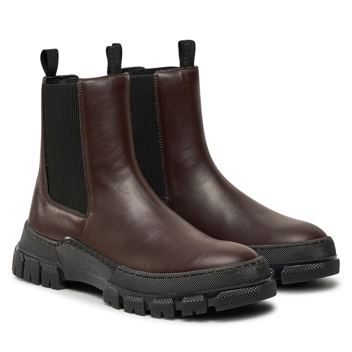 Női rövid csizma, Weekend Max Mara, sötétbarna színű, természetes bőr, 36 EU