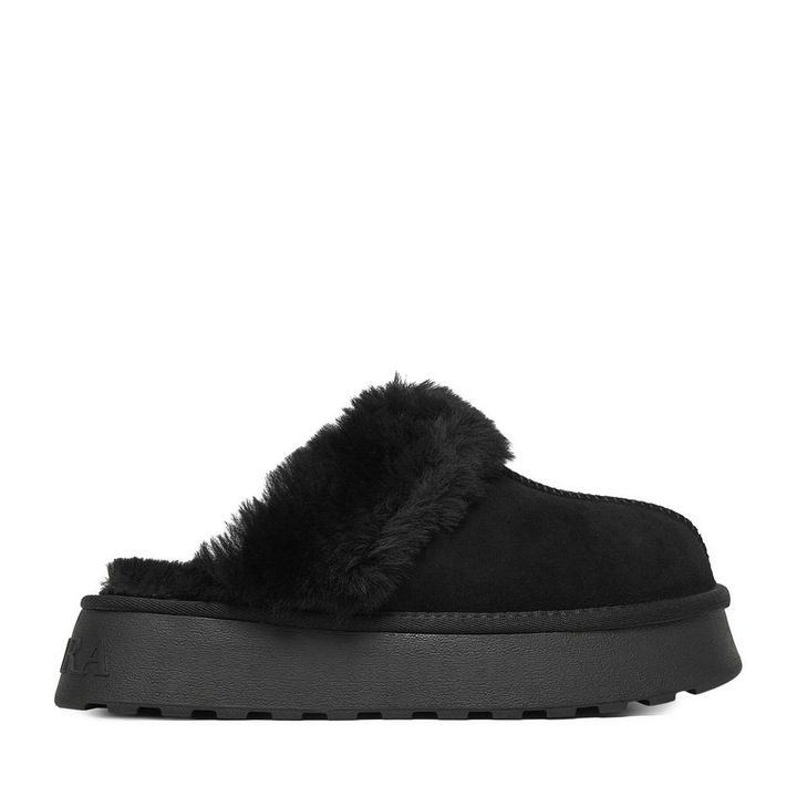 Дамски чехли Badura, естествена кожа, черен цвят