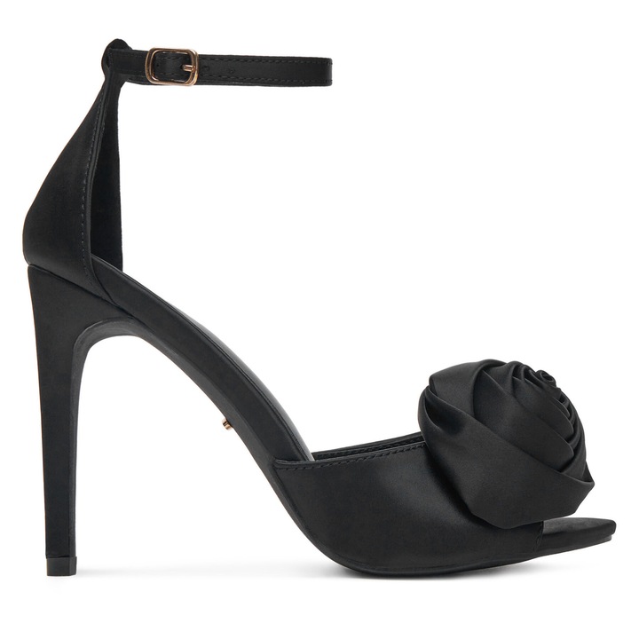 Női magassarkú szandál DeeZee, F89725-201 modell, ökológiai bőr, fekete