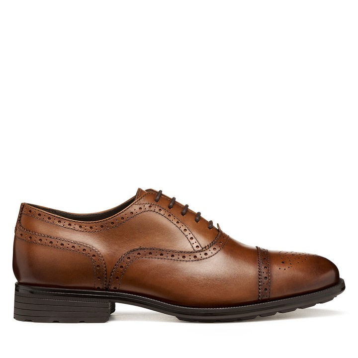 Férfi cipő, Geox, U Walk Pleasure, valódi bőr, konyak szín, 43 EU