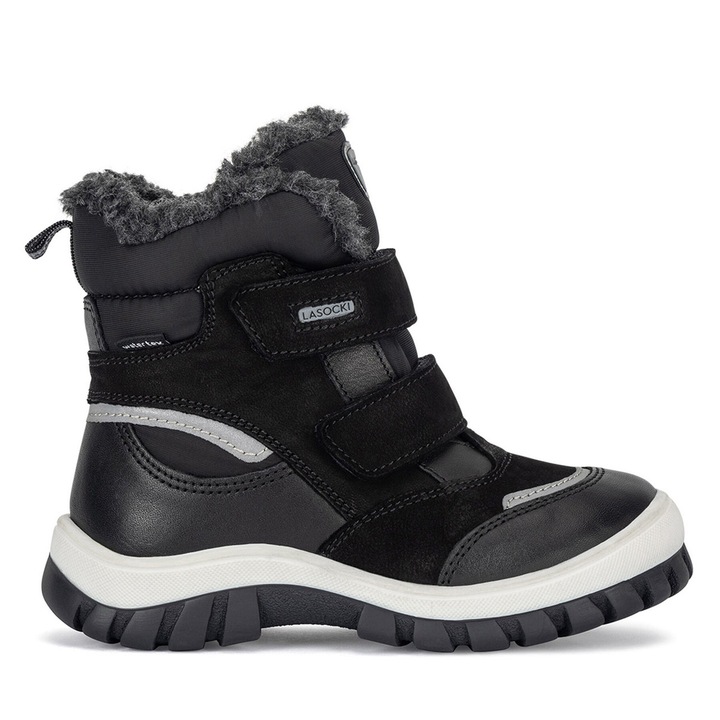 Ghete sport baieti, Lasocki Kids, piele naturala, alb/negru
