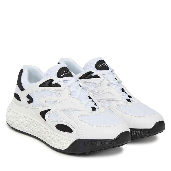 Tenisi dama Guess FLTSWA LEA12, piele ecologica, negru/alb