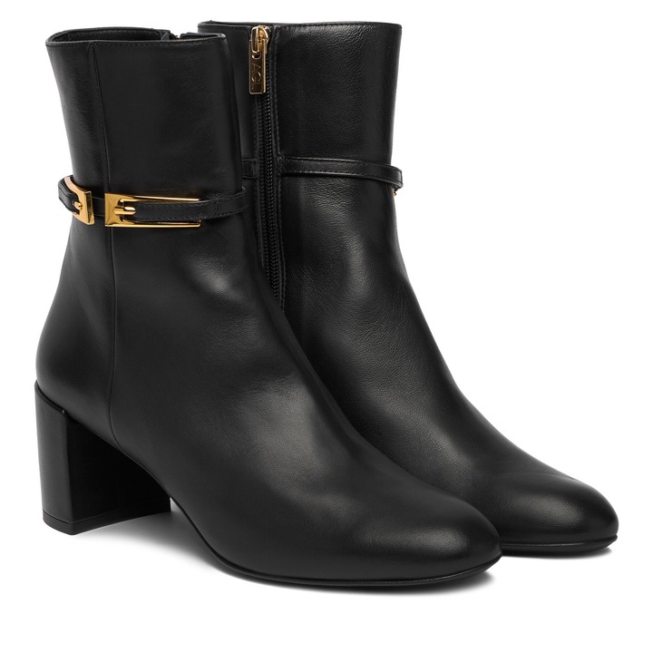 Női bokacsizma D140625PASOFTY0000, Agl, Természetes bőr, Fekete, 36 EU