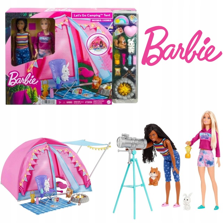 Barbie Set Camping cu 2 Papusi si Accesorii - Aventura in Natura