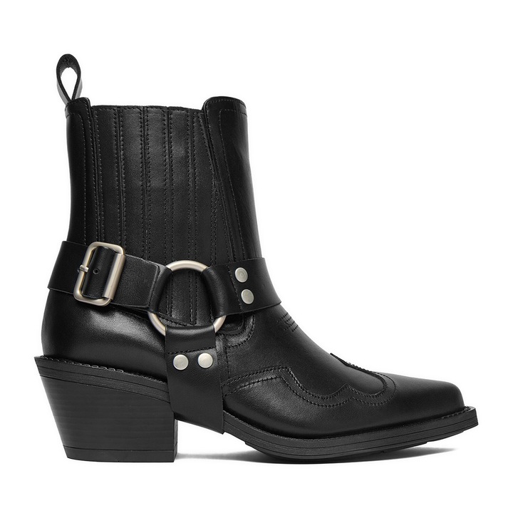 Ghete cowboy dama Badura, piele naturala, negru