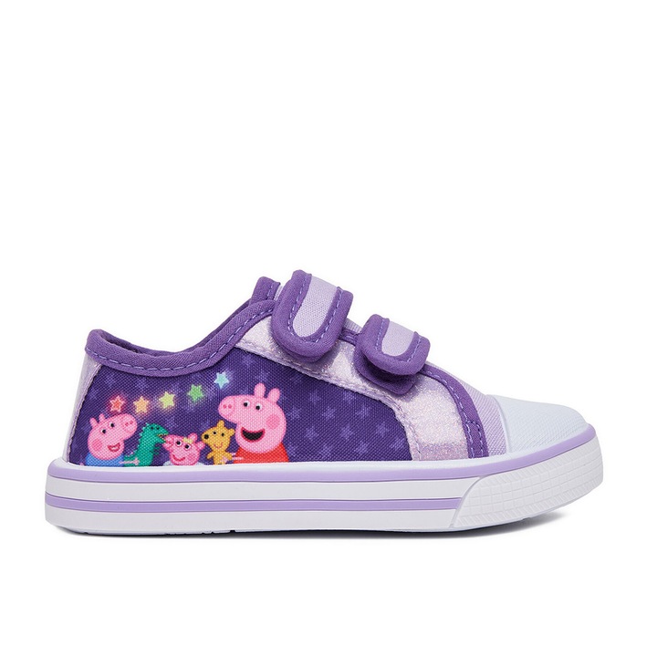 Gyerek tornacipő, Peppa Pig, lány, lila, textil anyag