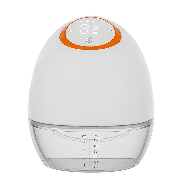 Pompa electrica de san 502B, aparat portabil hands-free, cu aspirare puternica, colector de lapte, versiune standard, alb/portocaliu, 120 ml