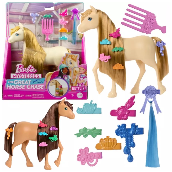 Barbie Cal Tornado pentru Coafura - Set cu Accesorii