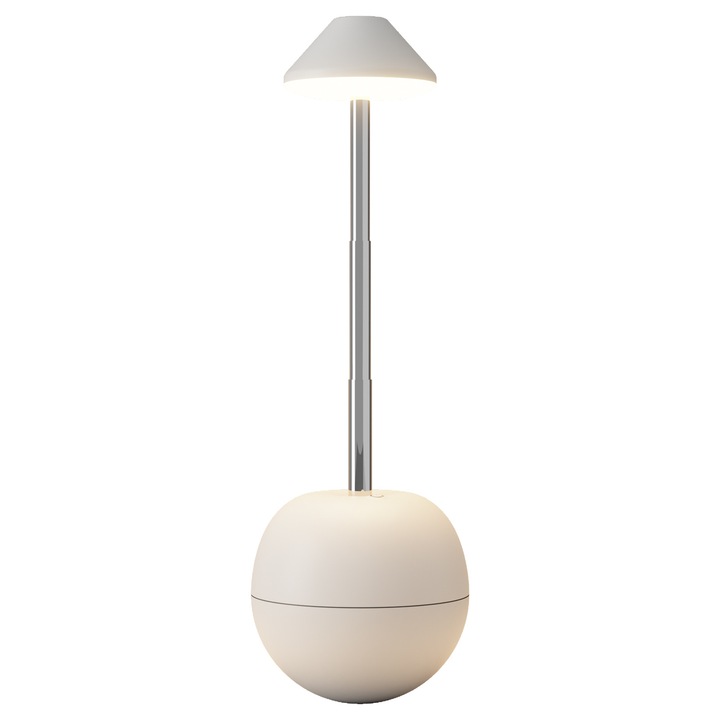 Lampa LED decorativa, inaltime ajustabila, culoare alba, cu telecomanda si control tactil, set cu timer