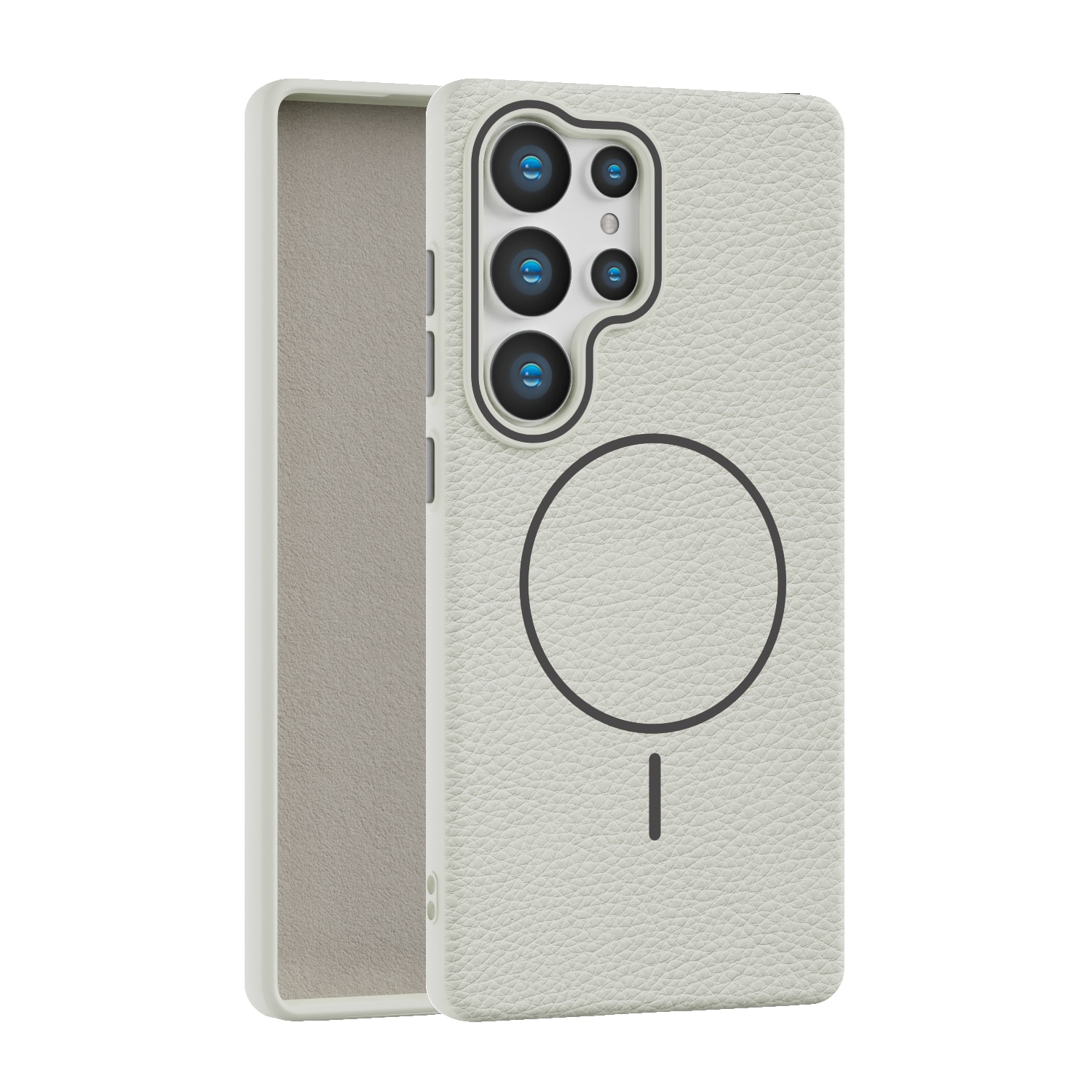 Husa pentru Samsung Galaxy S25 cu MagSafe, cu textura bomboanata de piele artificiala, Protectie durabila din TPU, LIXR-03EN®, Alb
