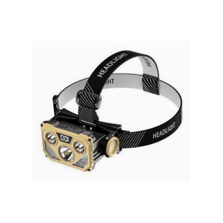 LCD челник с ултра ярък дисплей, дълъг живот на батерията, силна светлина, външен мини акумулаторен челник с фиксиран фокус за нощен риболов