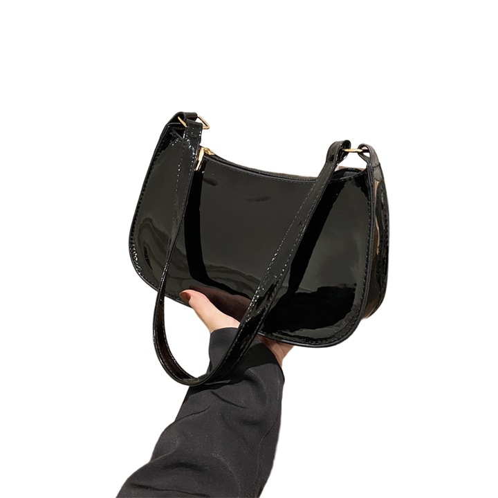 Geanta de umar din piele patentata, geanta de seara lucioasa, multicolor, dimensiuni variate