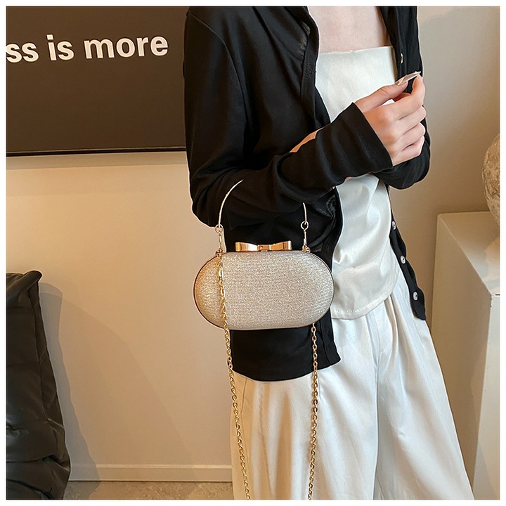 Mini estélyi kézitáska, női, több színű, poliészter, láncos vállpánttal