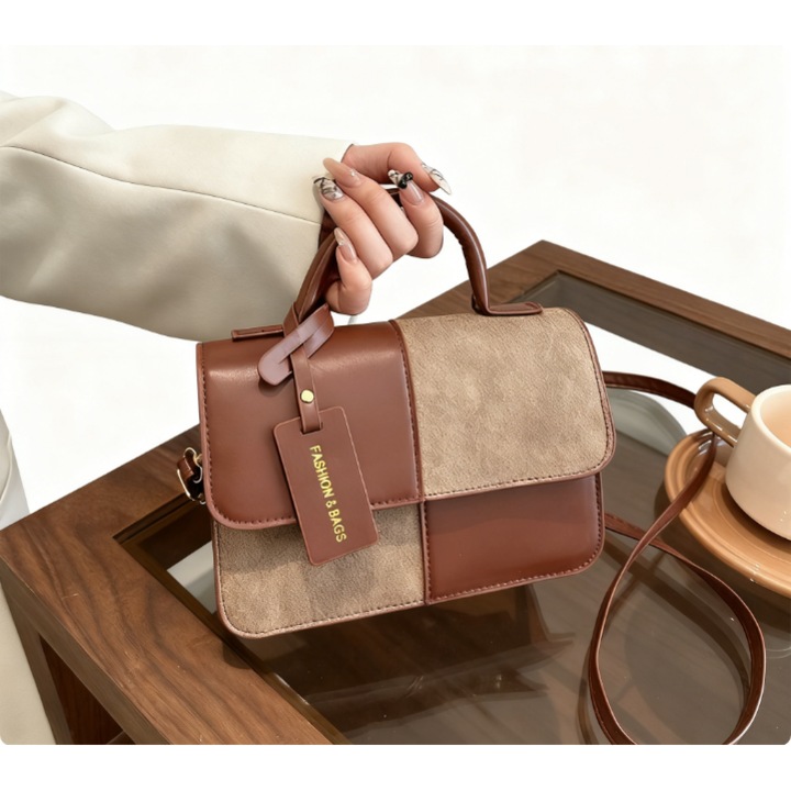 Női váltáska, geometrikus mintával, állítható vállpánttal, multicolor