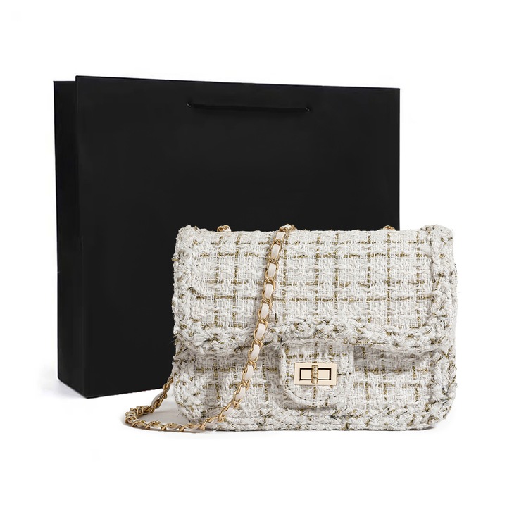 Stílusos mini clutch táska, steppelt válltáska, poliészter, többszínű