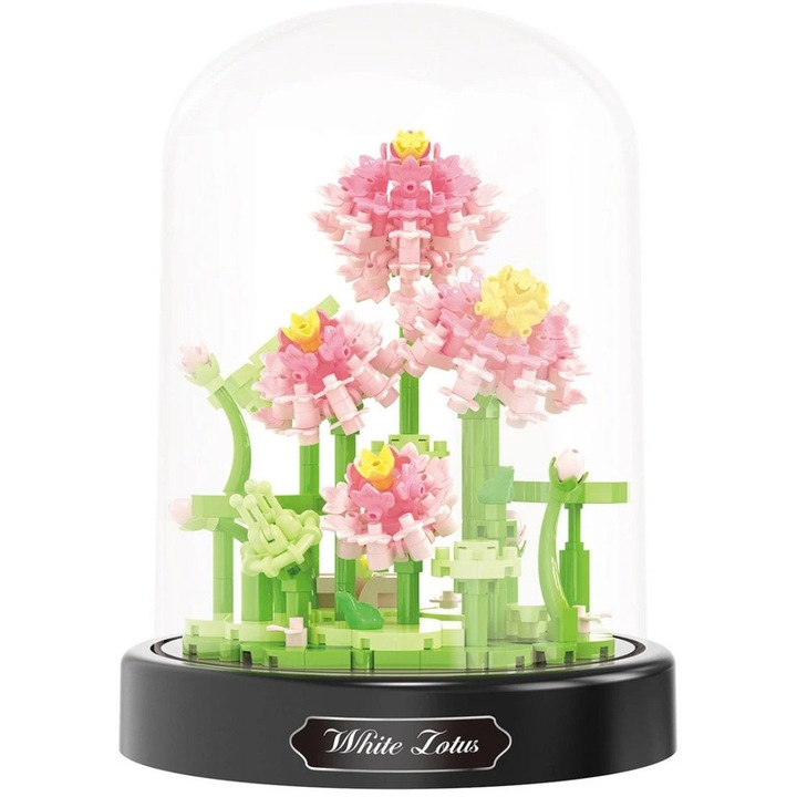 Balody Mini Blocks – Fehér Lótusz üvegbúrában (520 db-os készlet)